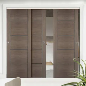 Bespoke Pass-Easi Vancouver Chocolate Grey Door - 3 Sliding Doors and Frame Kit - Prefinished