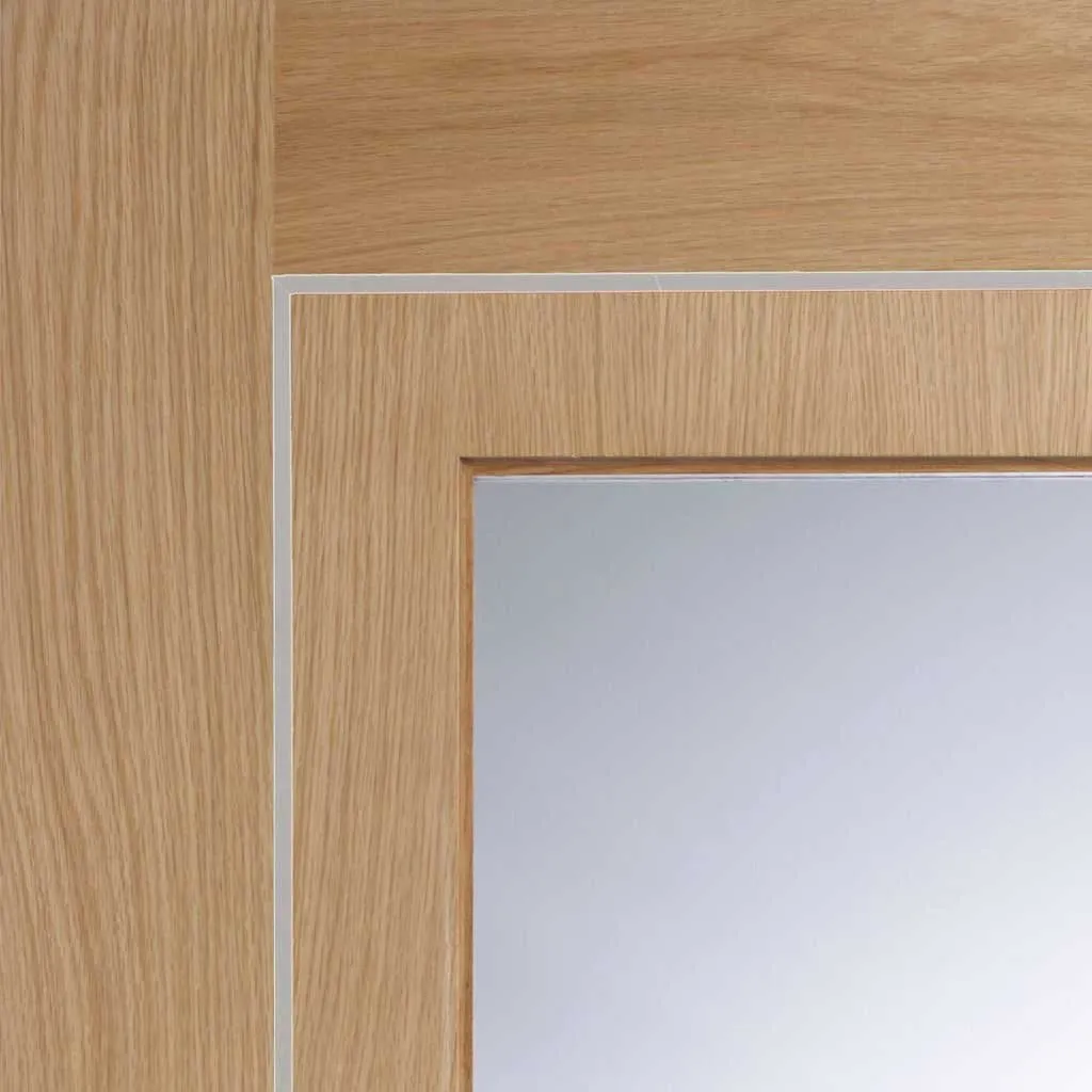 Bespoke Pass-Easi Varese Oak Glazed - 4 Sliding Doors and Frame Kit - Aluminium Inlay - Prefinished