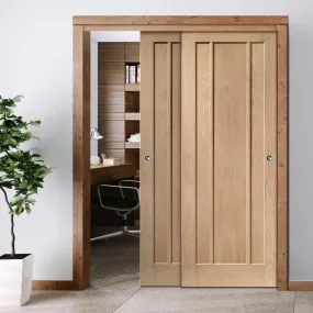 Bespoke Pass-Easi Worcester Oak 3 Panel - 2 Sliding Doors and Frame Kit