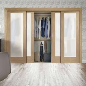 Bespoke Pattern 10 1 Pane Shaker Oak Glazed 4 Door Maximal Wardrobe and Frame Kit