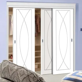 Bespoke Pesaro Flush 3 Door Maximal Wardrobe and Frame Kit - White Primed