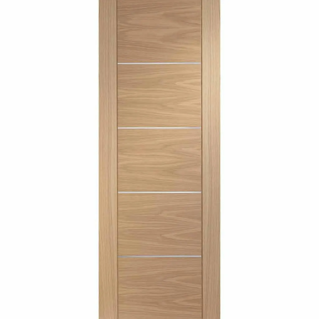 Bespoke Portici Oak Flush 4 Door Maximal Wardrobe and Frame Kit - Aluminium Inlay - Prefinished