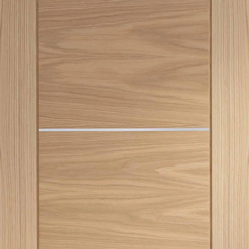 Bespoke Portici Oak Flush 4 Door Maximal Wardrobe and Frame Kit - Aluminium Inlay - Prefinished