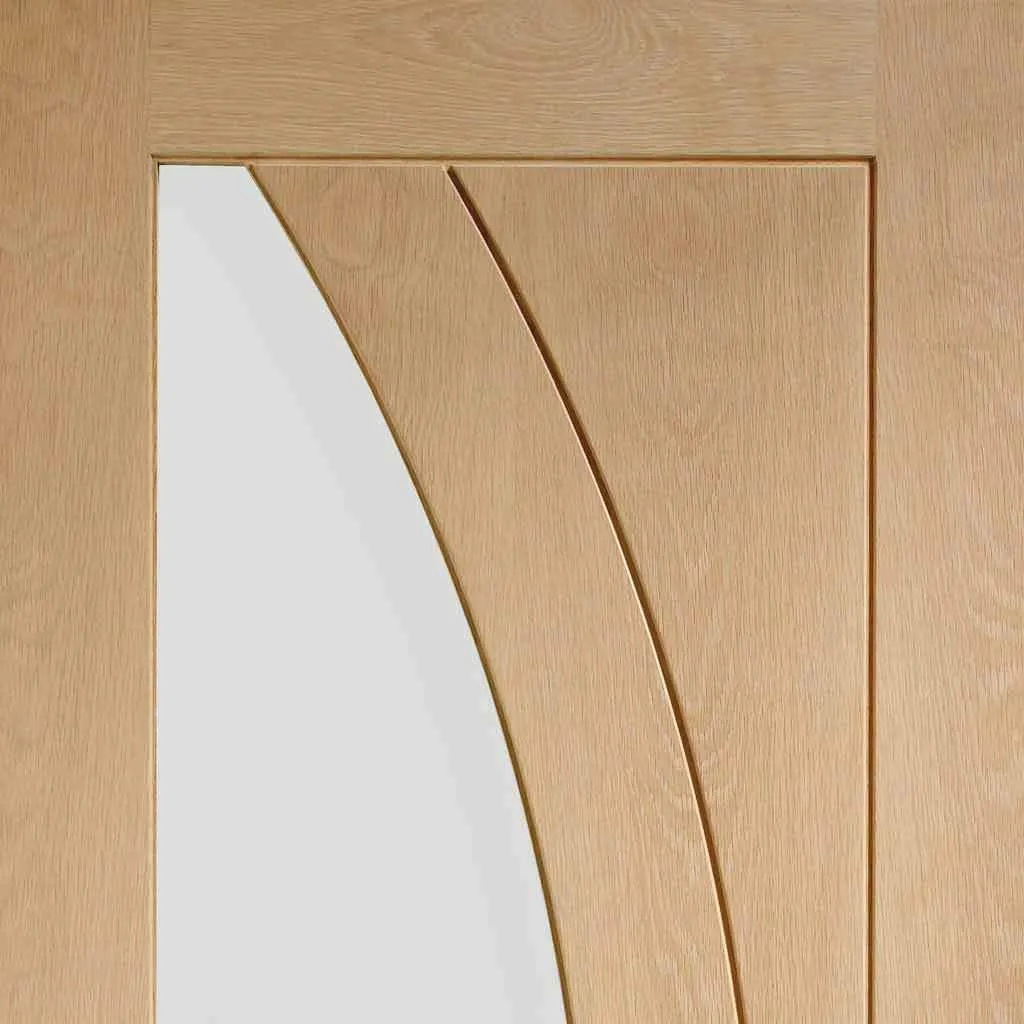 Bespoke Salerno Oak Glazed Single Frameless Pocket Door