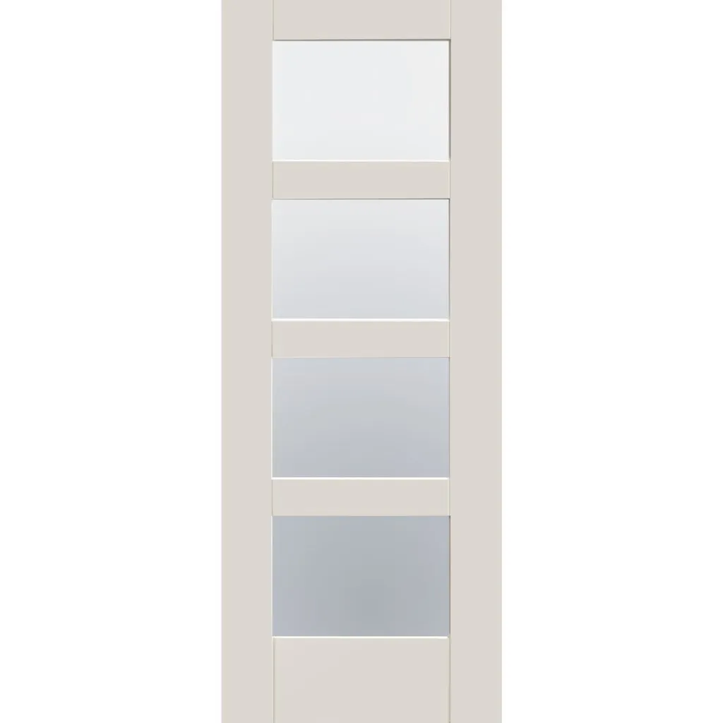 Bespoke Shaker 4L White Primed Glazed Single Frameless Pocket Door - Clear Glass