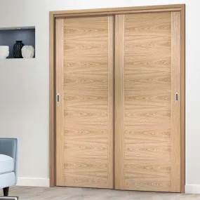 Bespoke Sofia Oak Flush Door - 2 Door Maximal Wardrobe and Frame Kit - Prefinished