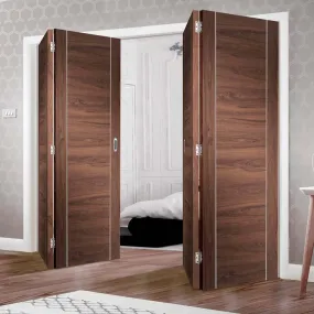 Bespoke Thrufold Forli Walnut Flush Folding 2 2 Door - Aluminium Inlay - Prefinished