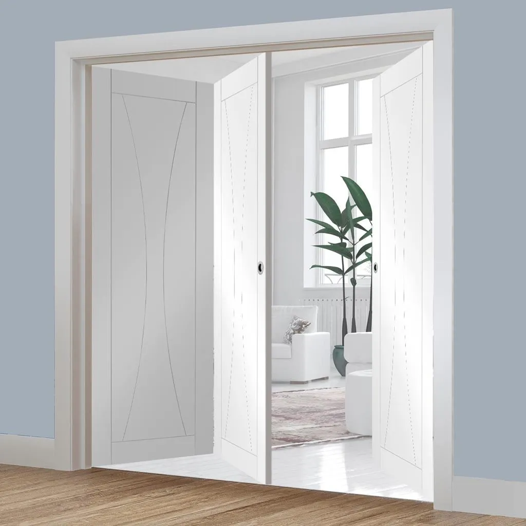 Bespoke Thrufold Verona White Primed Flush Folding 3 1 Door