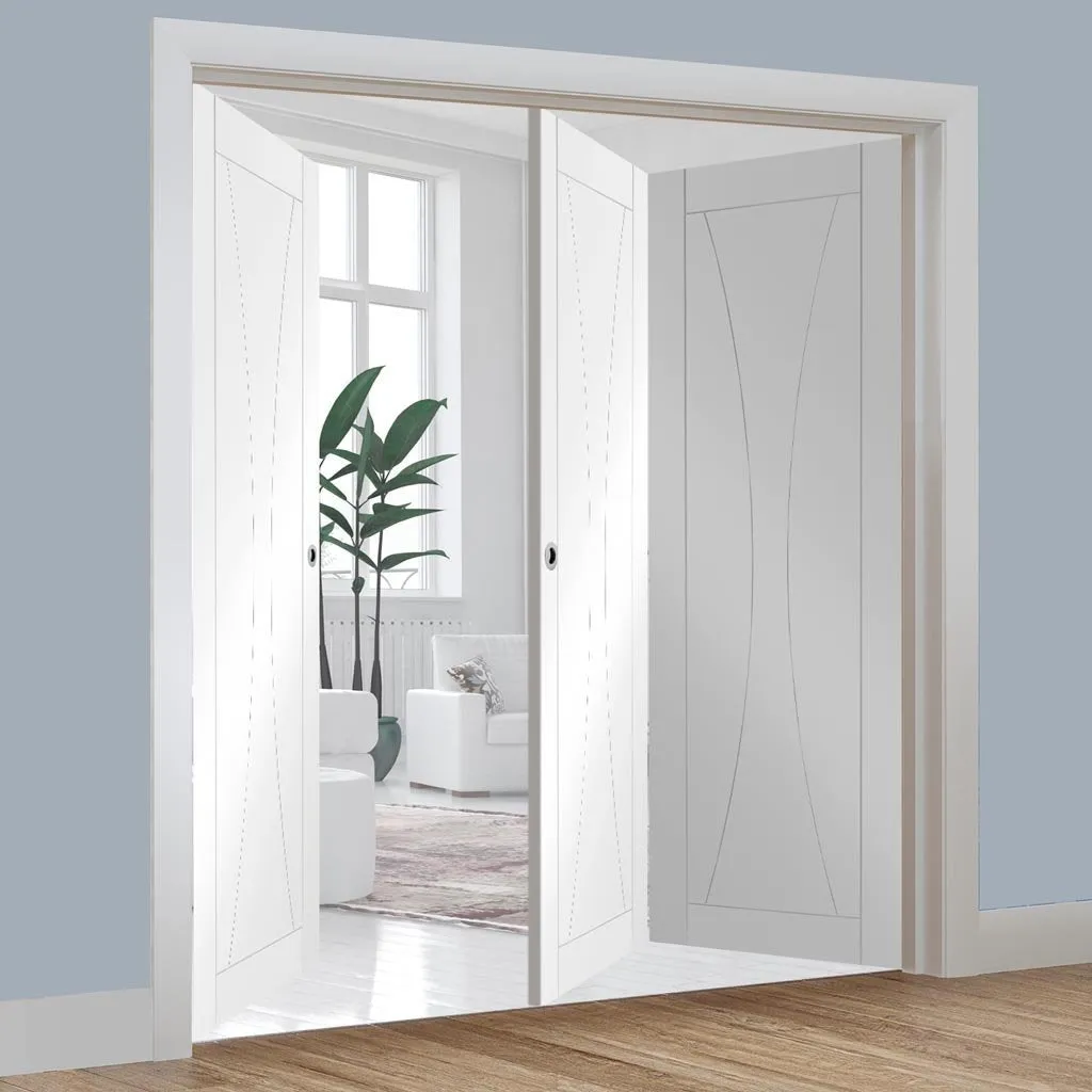 Bespoke Thrufold Verona White Primed Flush Folding 3 1 Door