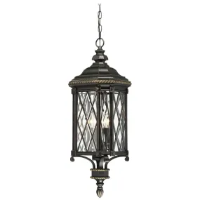 Bexley Manor 4 lights 11 in. Outdoor Hanging Lantern Black & Gold finish