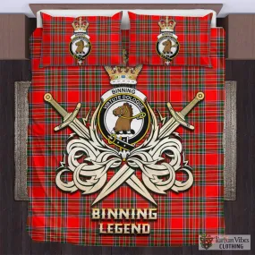 Binning Tartan Bedding Set with Clan Crest and the Golden Sword of Courageous Legacy