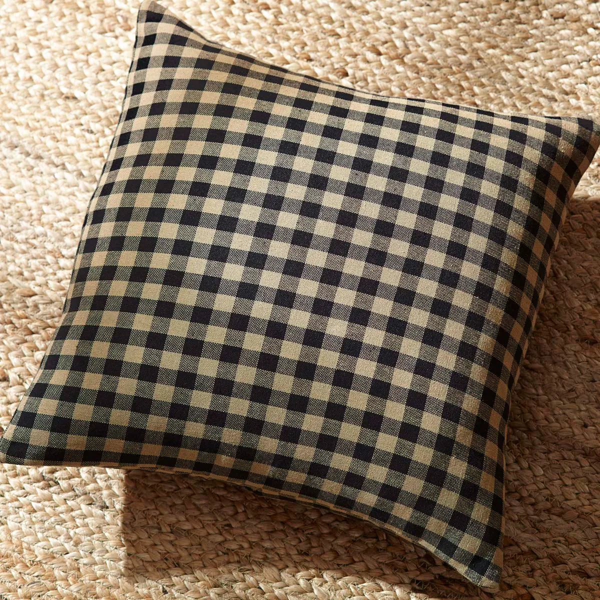 Black Check Pillow Fabric 16x16