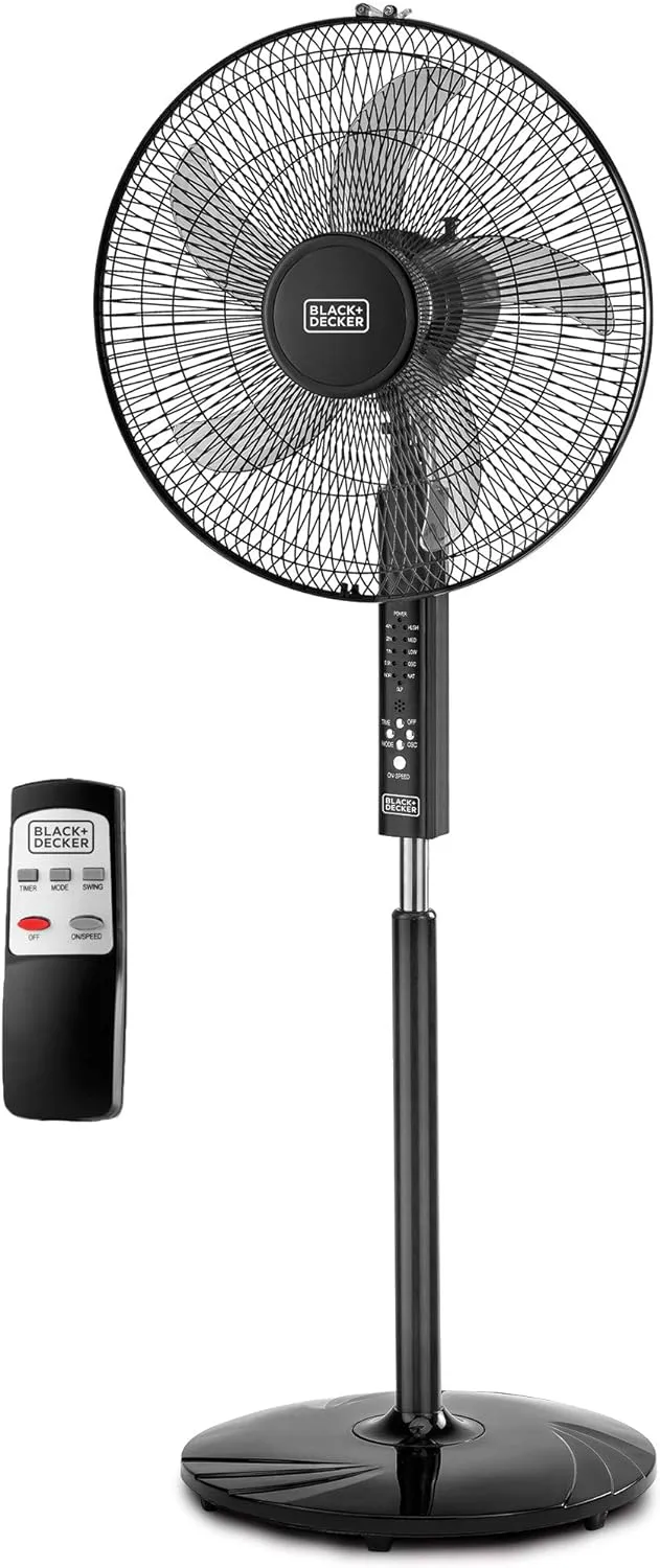 Black Decker, 16 Inch Stand Fan with Remote Black, FS1620R