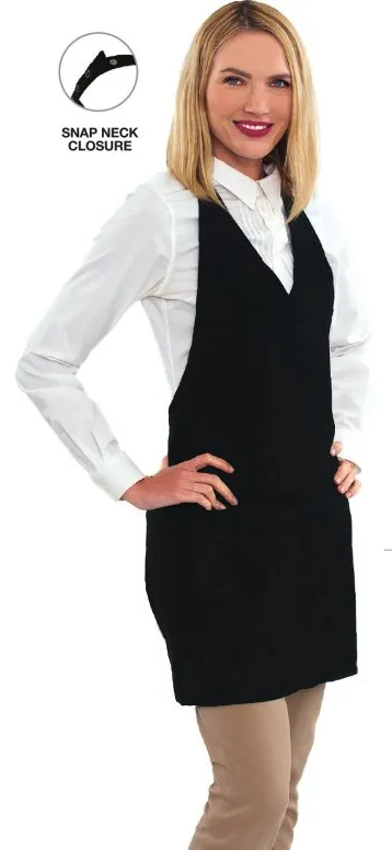 Black V-Neck Bib Adjustable Apron (2 Patch Pockets)