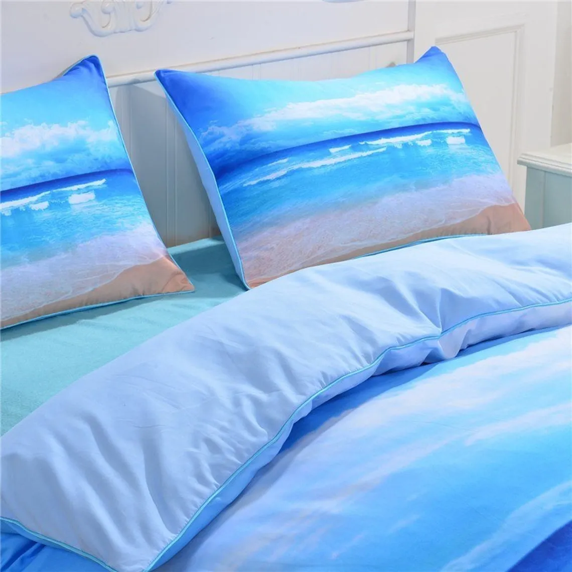 Blue Beach Bedding Set