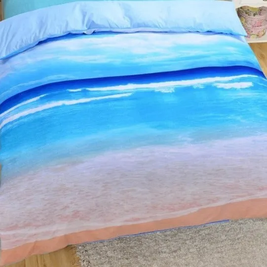 Blue Beach Bedding Set