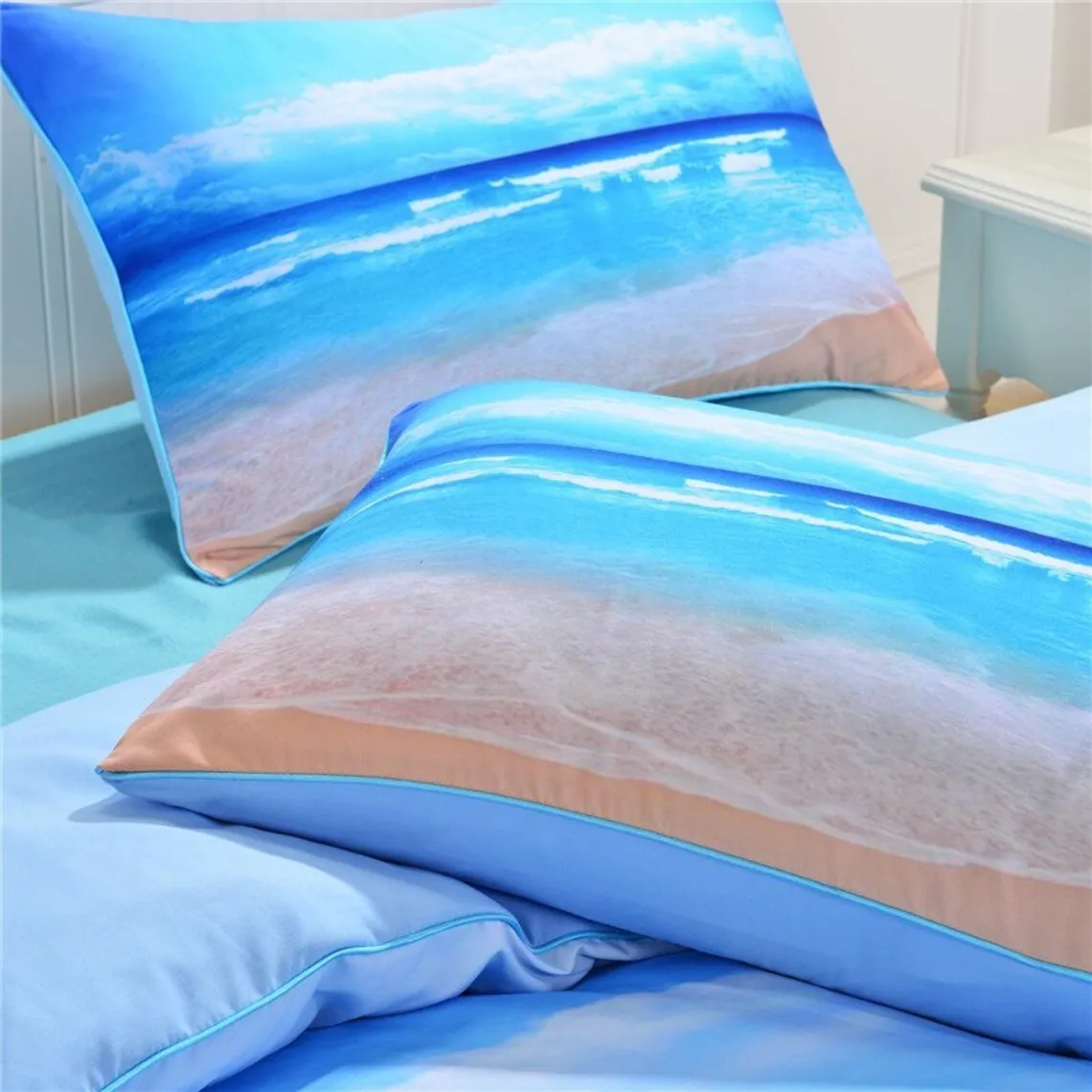 Blue Beach Bedding Set