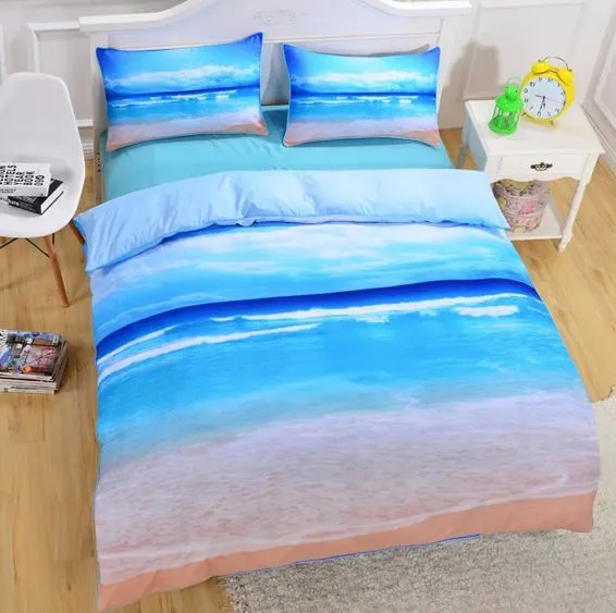 Blue Beach Bedding Set