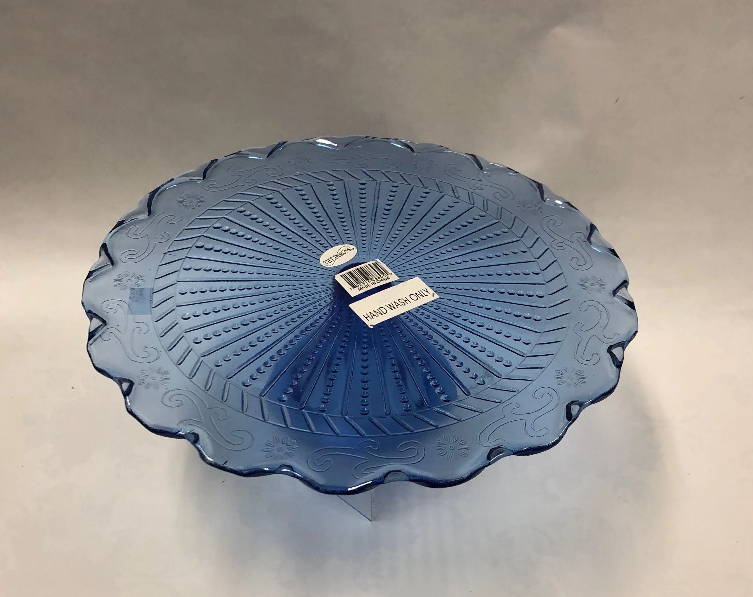 Blue Pedestal Cake Plate