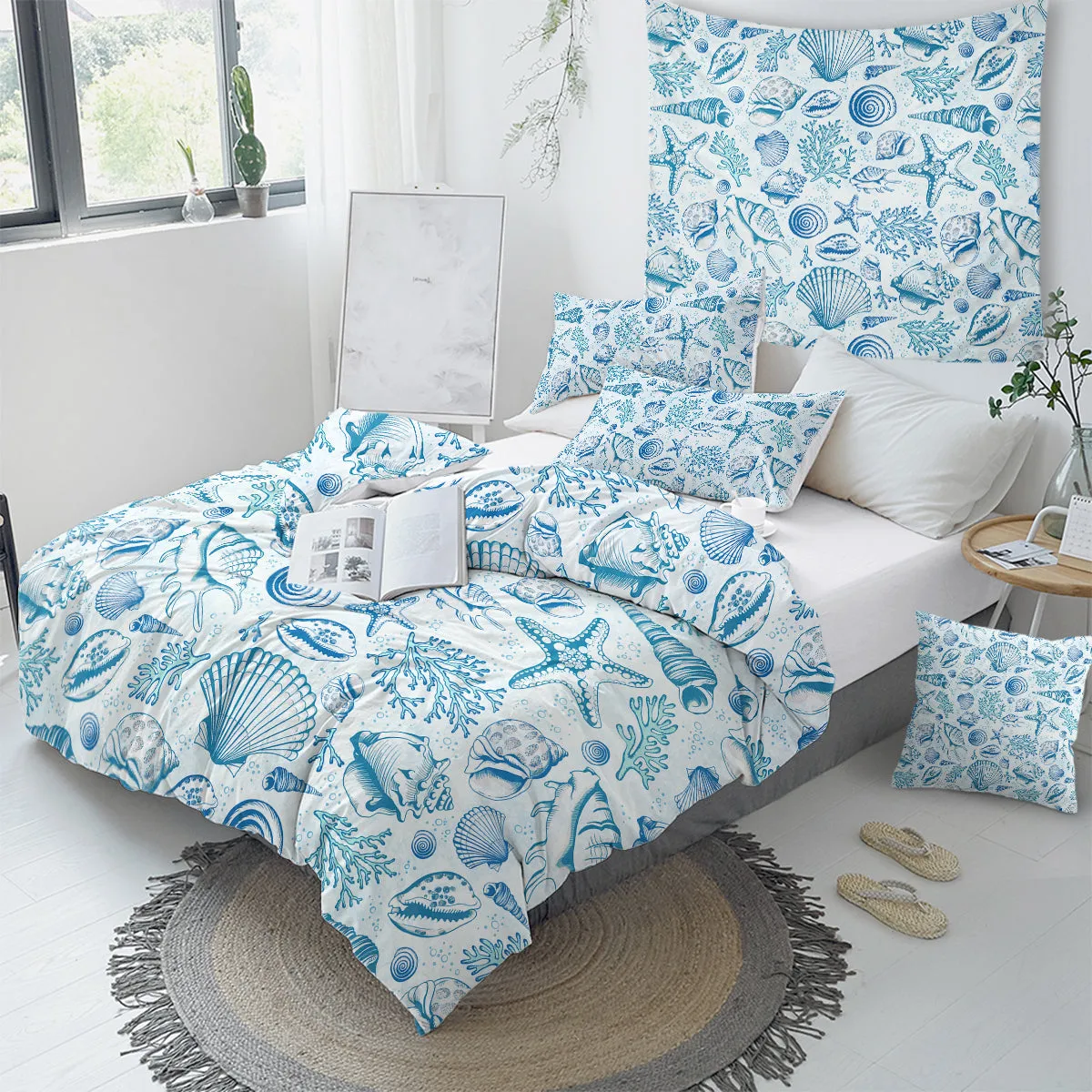 Blue Seashells Duvet Cover Set