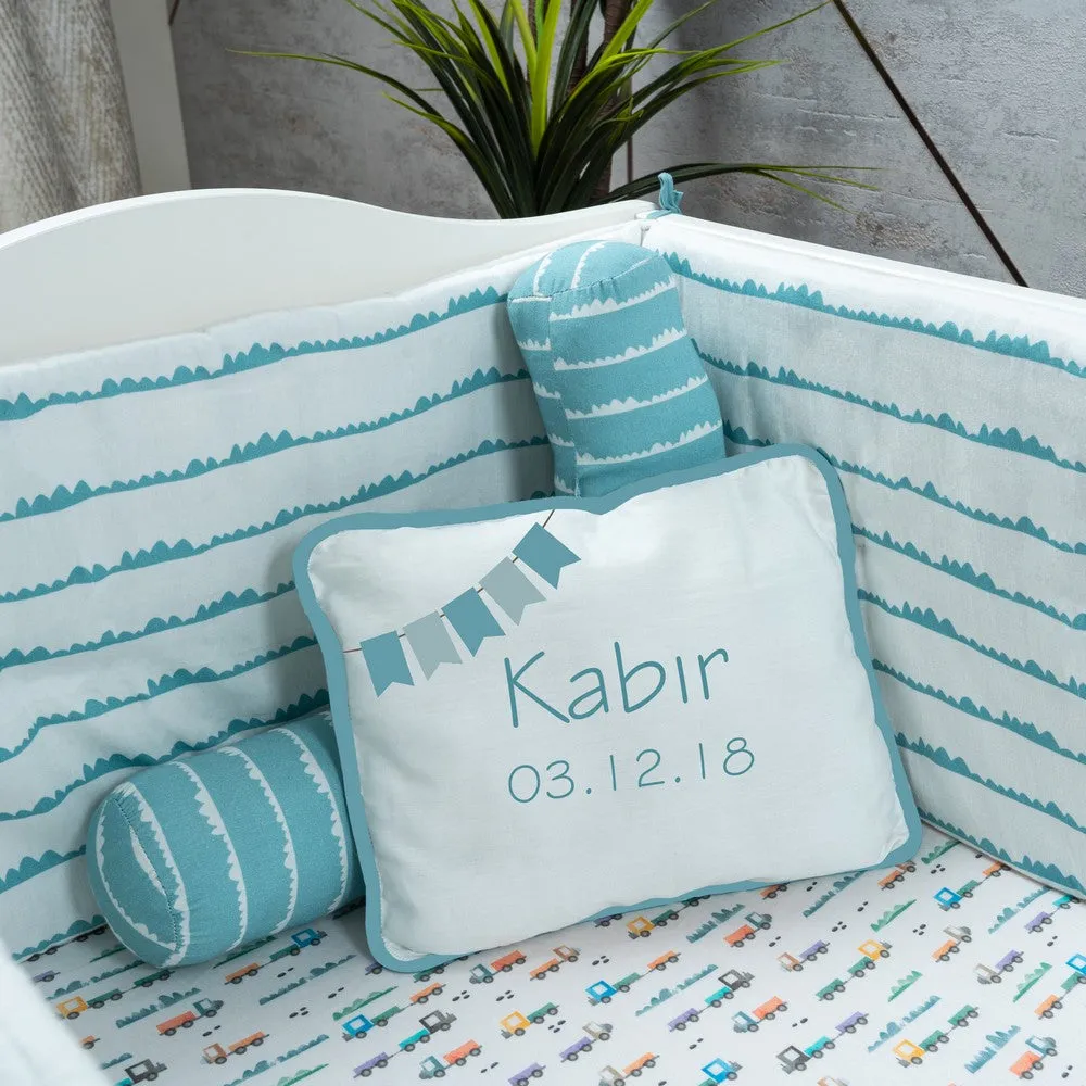 Blue Traffic Jam Mini Cot Bedding Set