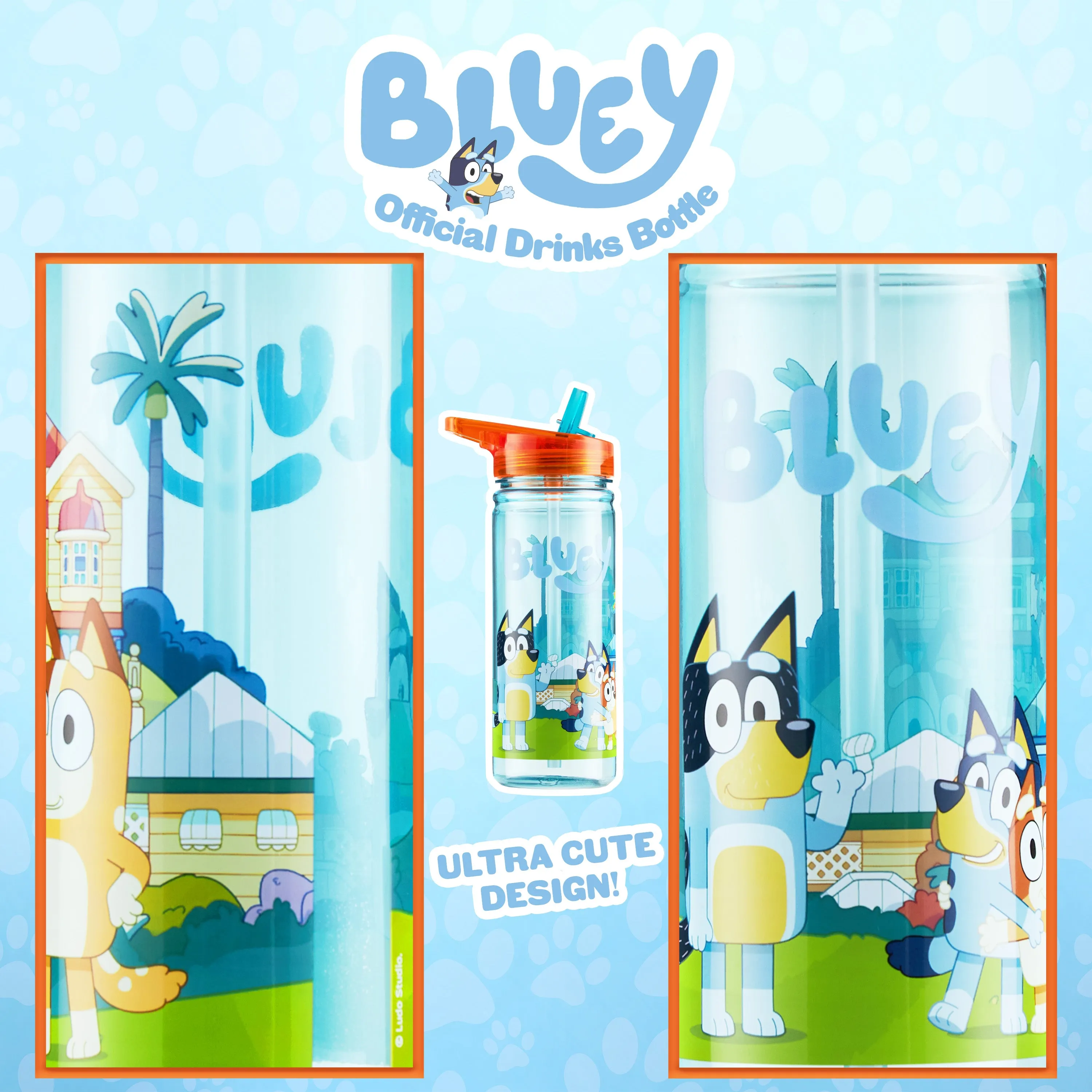 Bluey Water Bottle Kids 580ml Water Bottle with Straw BPA Free