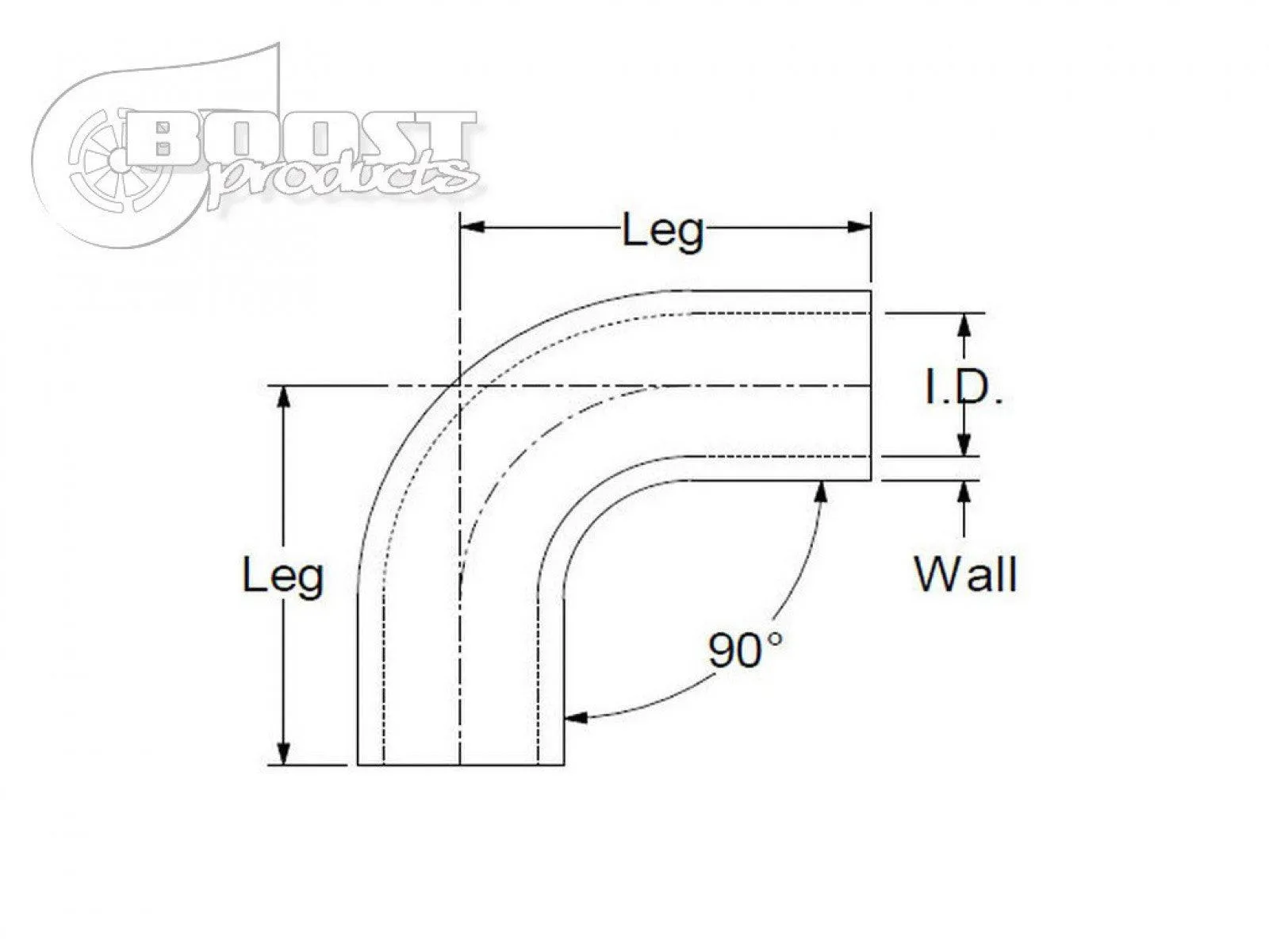 BOOST Products Silicone Elbow 90 Degrees, 86mm (3-3/8") ID, Black