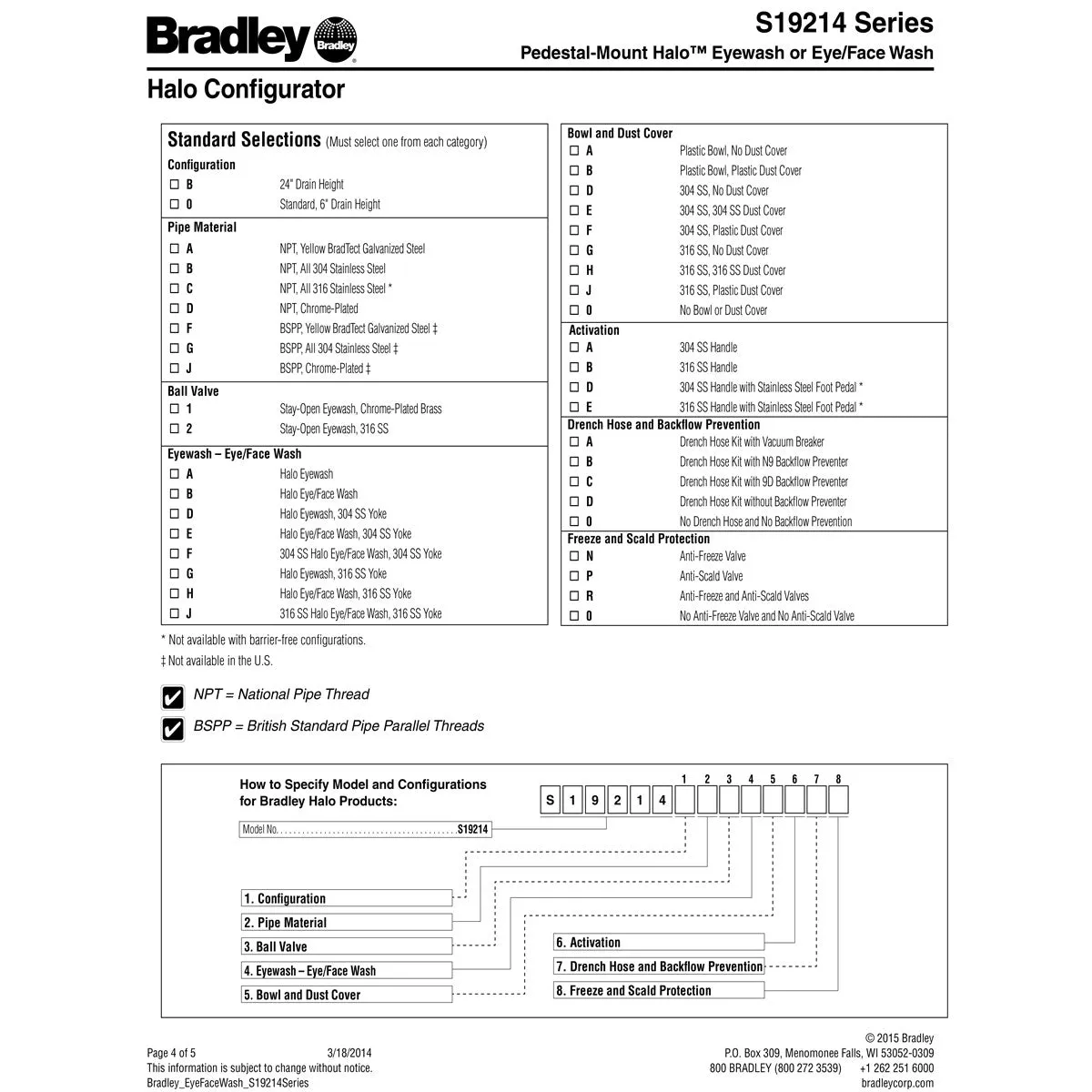 Bradley S19214SS Halo Stainless Steel Eye/Face Wash and Bowl, with Foot Activation