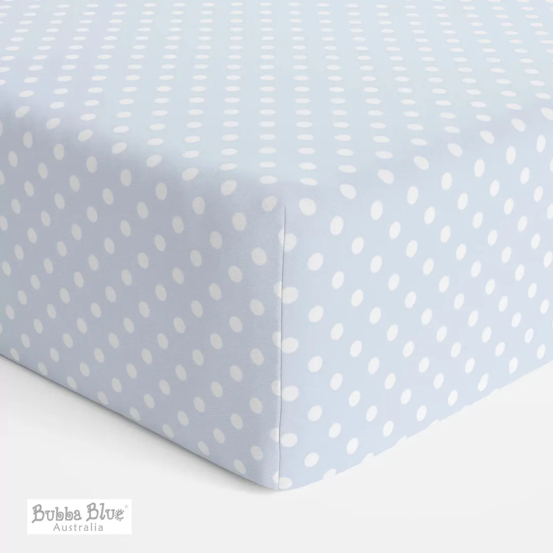 Bubba Blue Polka Dots Cot Jersey Fitted Sheet (77 x 132 x 19cm)