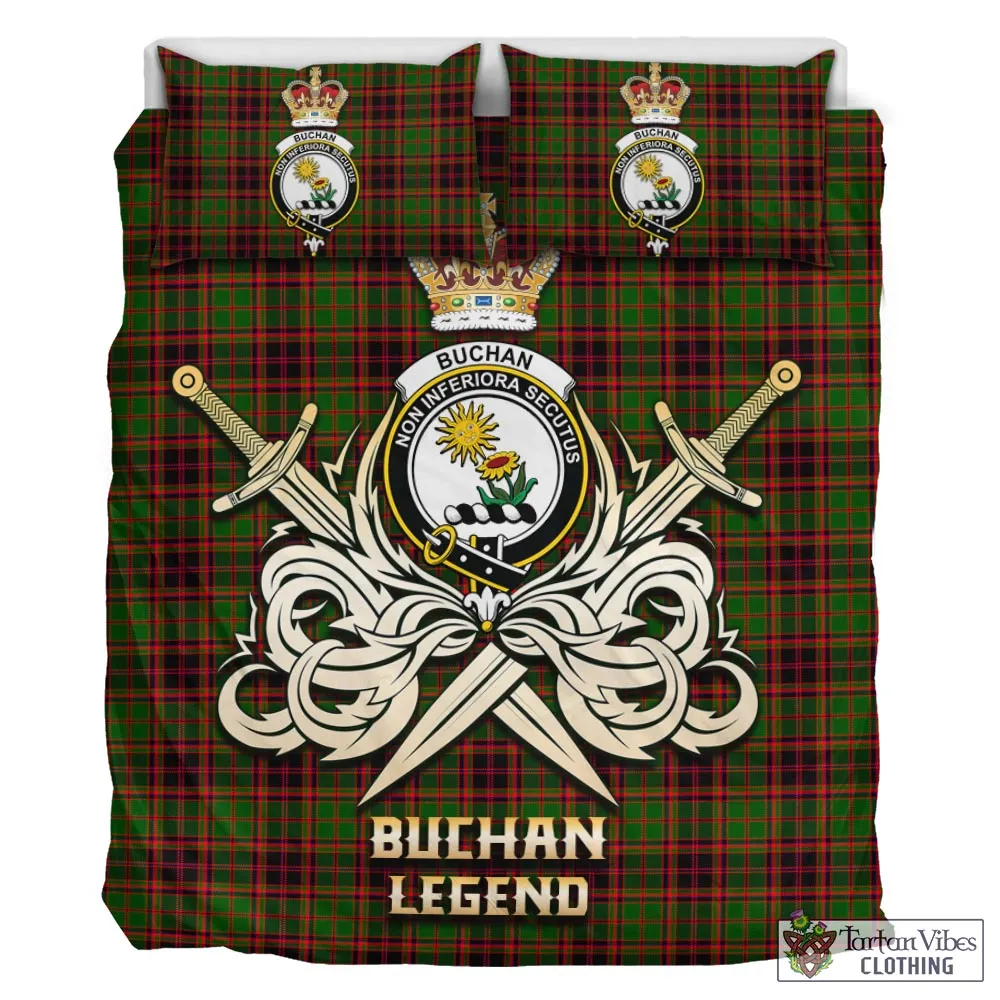 Buchan Tartan Bedding Set with Clan Crest and the Golden Sword of Courageous Legacy