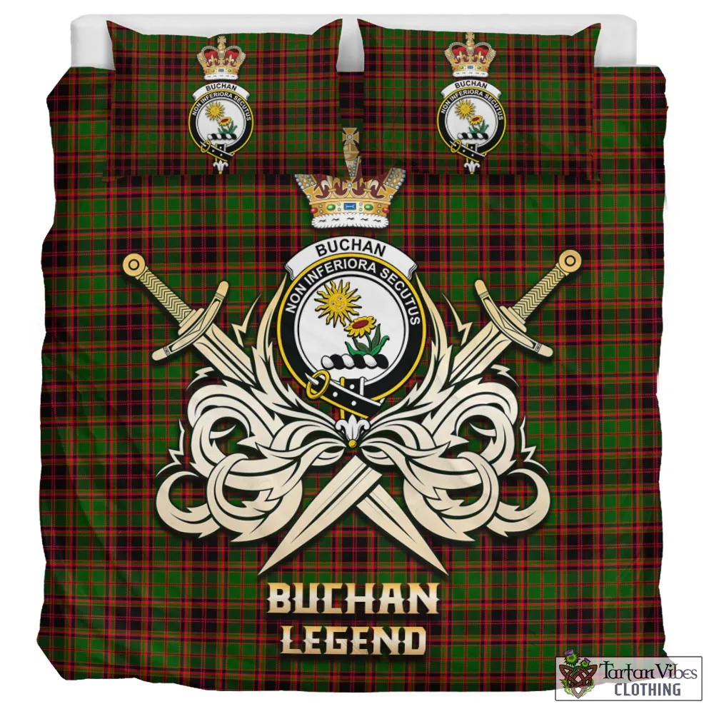 Buchan Tartan Bedding Set with Clan Crest and the Golden Sword of Courageous Legacy