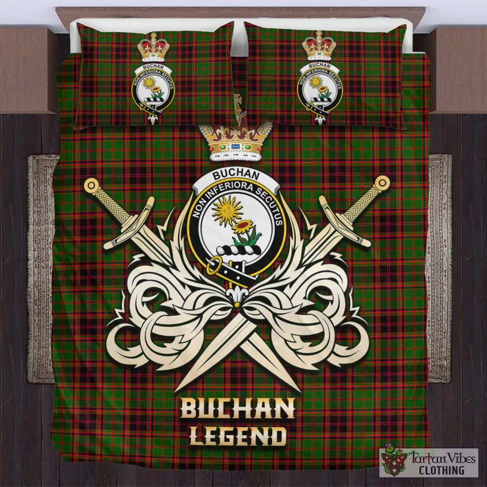 Buchan Tartan Bedding Set with Clan Crest and the Golden Sword of Courageous Legacy