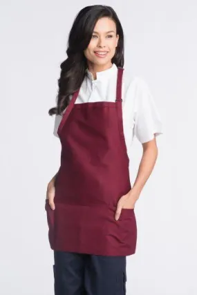 Burgundy Bib Adjustable Apron (3 Pockets)