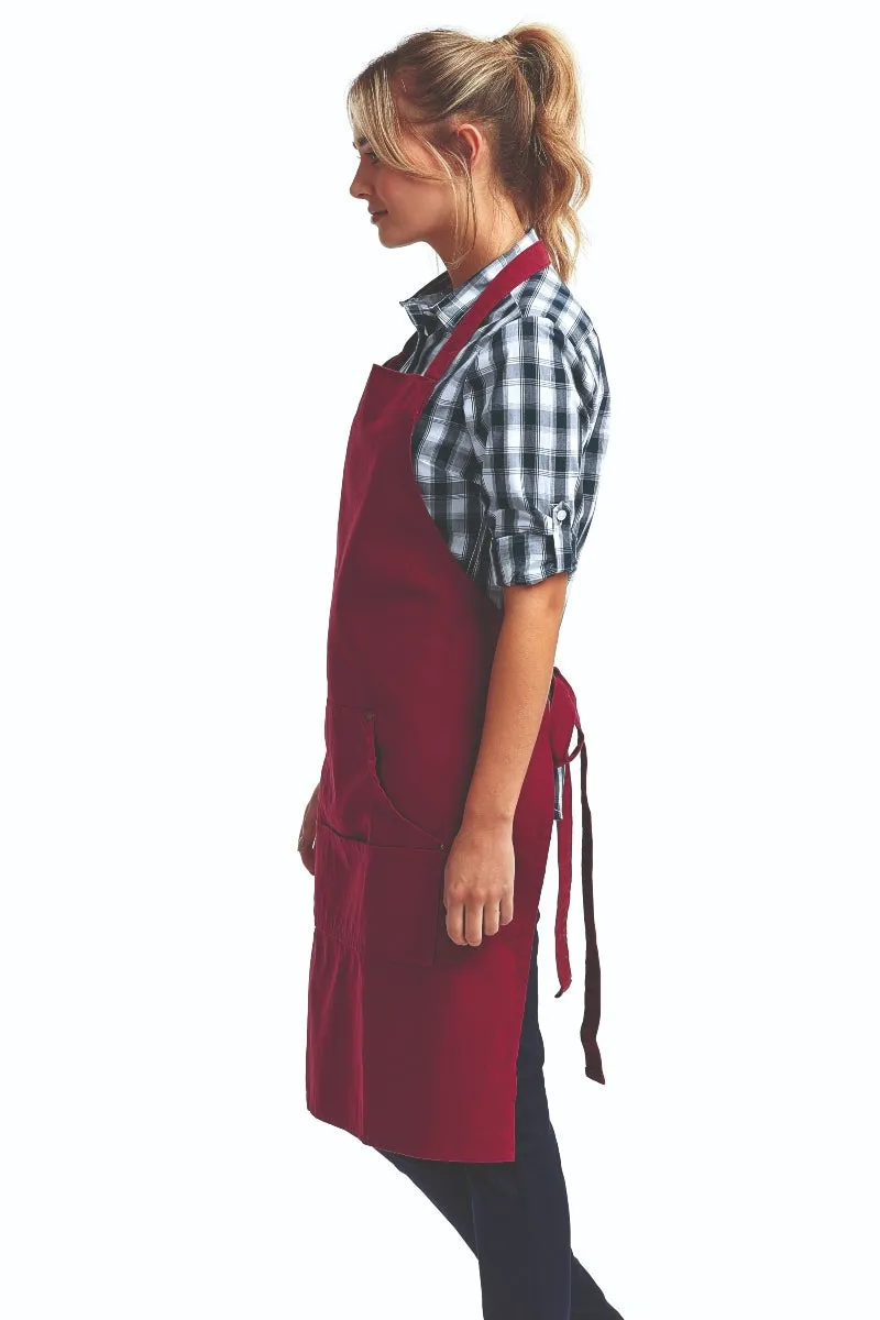 Burgundy "Calibre" Bib Adjustable Apron (4 Pocket Pouch)