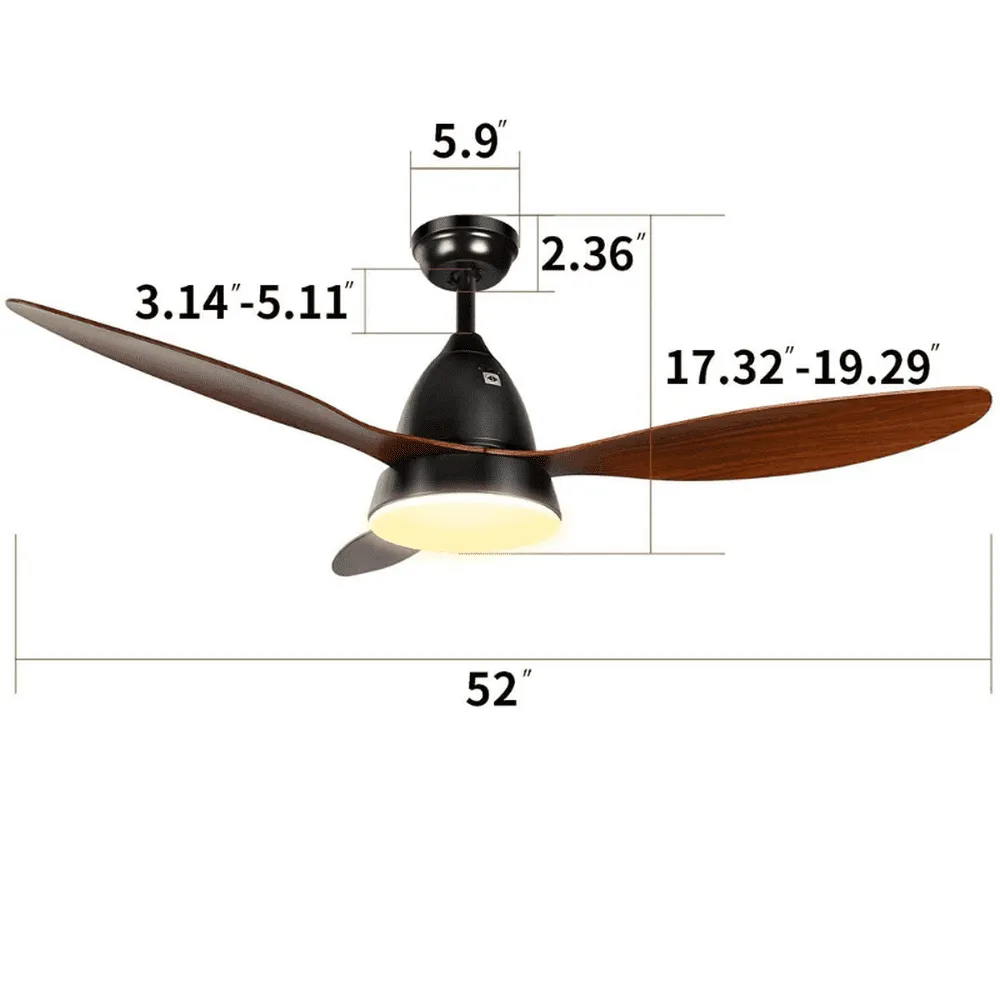 Ceiling Fan with LED Frosted Light and Remote Control 52inch