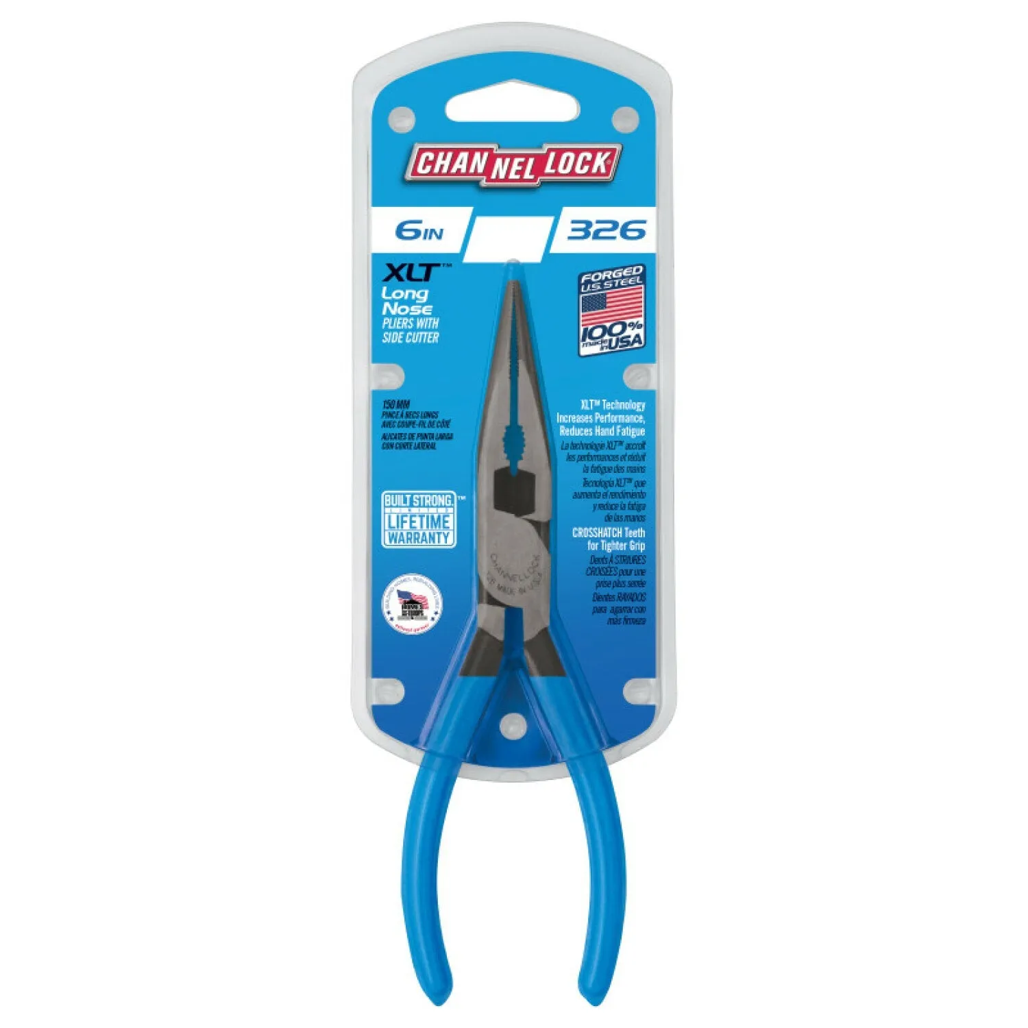 Channellock 326 6-Inch XLT Combination Long Nose Pliers with Cutter