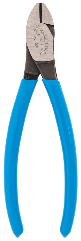 CHANNELLOCK E336 Diagonal Lap Joint Cutting Plier, 6.01 in OAL, Blue Handle, Dipped Handle, 3/4 in W Jaw, 9/16 in L Jaw :CD: QUANTITY: 1