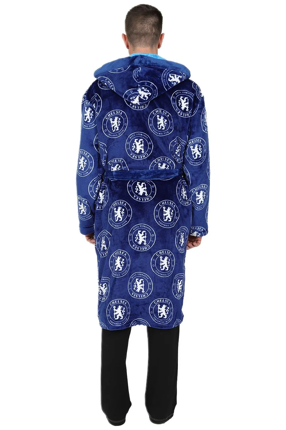 Chelsea F.C. Mens Official Dressing Gown Fleece Hooded Robe