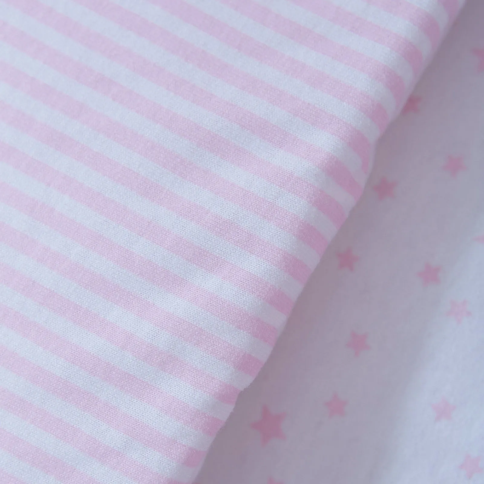 Clair-de-lune Stars & Stripes 2 Piece Cot/Cotbed Quilt and Bumper Set Pink