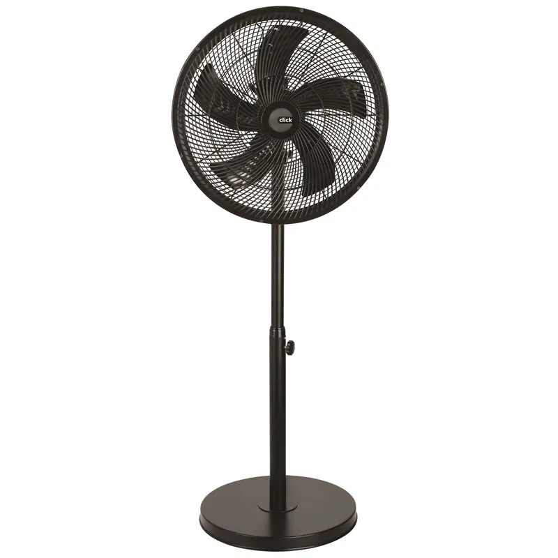 Click 40cm 3 Speed Matte Black Drum Pedestal Fan with Oscillating Head