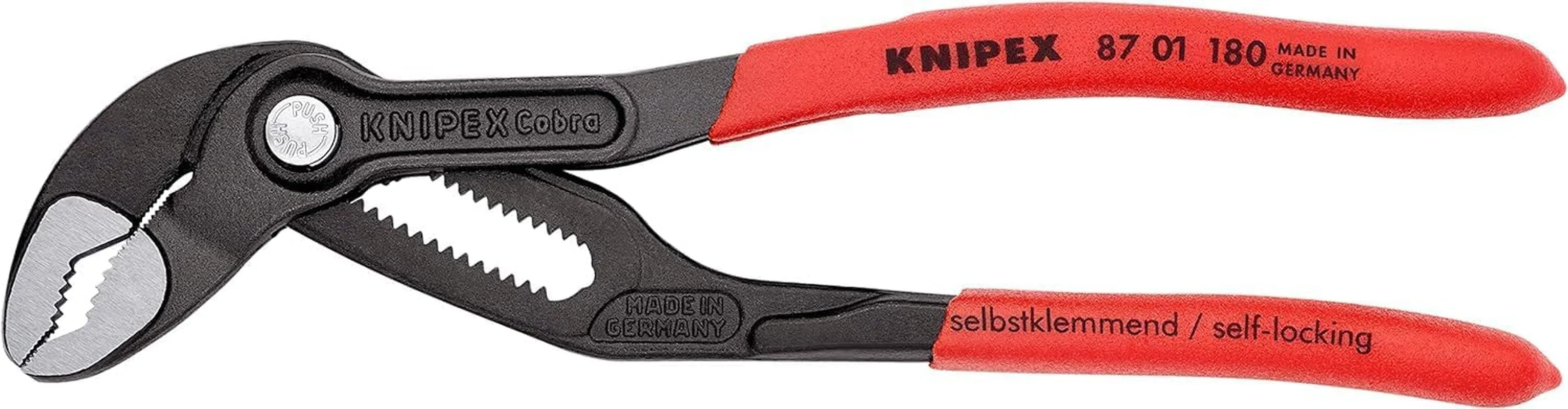 Cobra High-Tech Water Pump Pliers grey atramentized, with non-slip plastic coating 180 mm 87 01 180