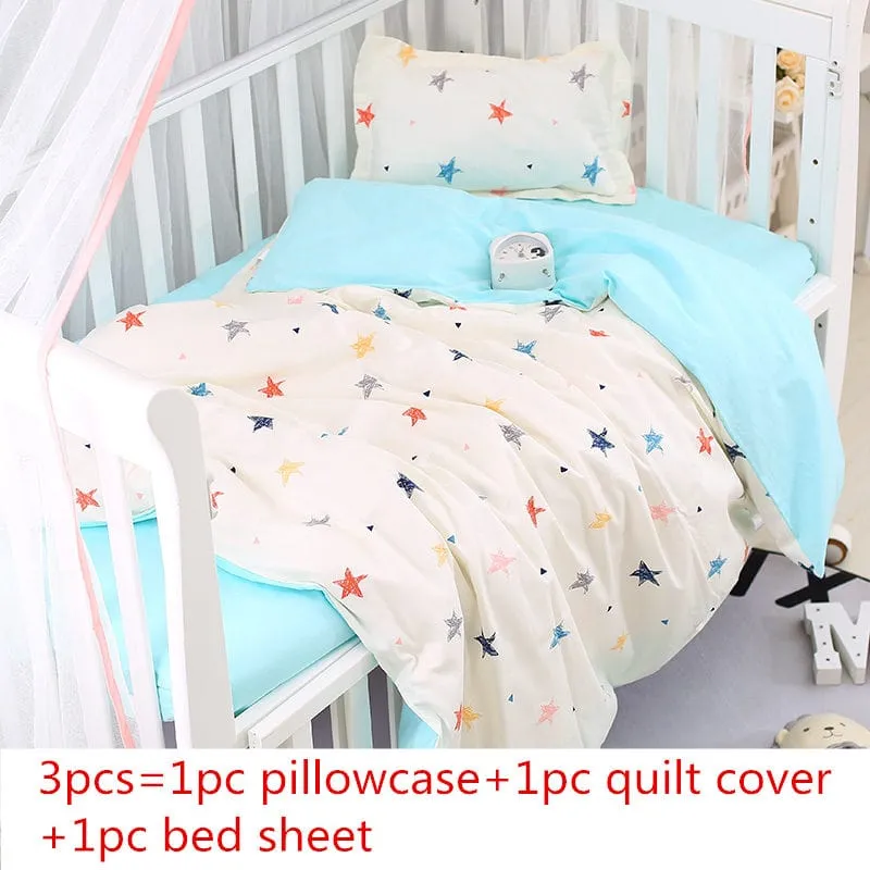 Colorful Printed Cotton 3PC Baby's Bedding Set - 5 Styles