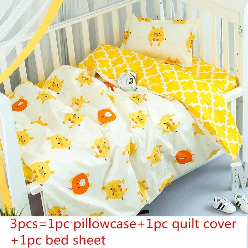 Colorful Printed Cotton 3PC Baby's Bedding Set - 5 Styles