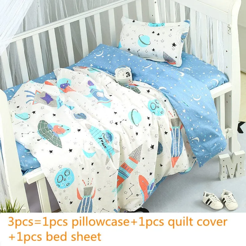 Colorful Printed Cotton 3PC Baby's Bedding Set - 5 Styles