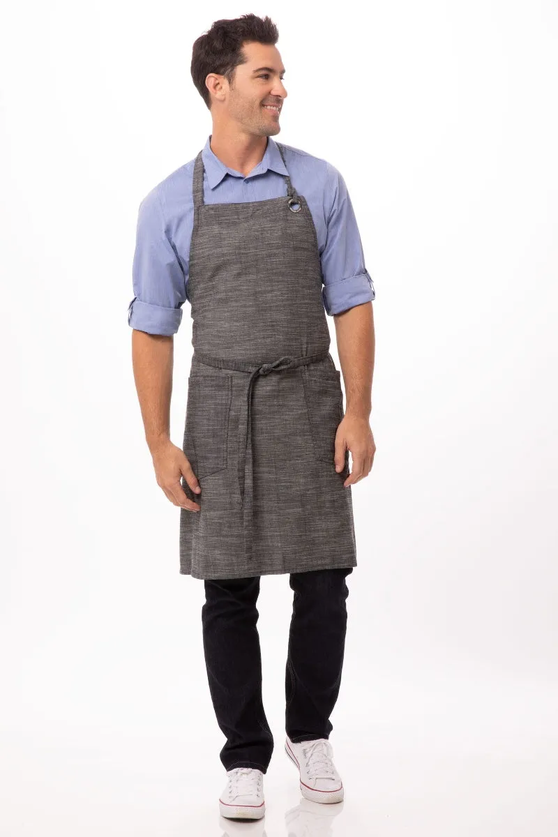 Corvallis Black & Steel Grey Bib Apron