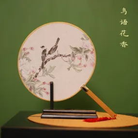 Cotton And Linen Hand-made Bamboo Bone Classical Chinese Fan Single Side 112