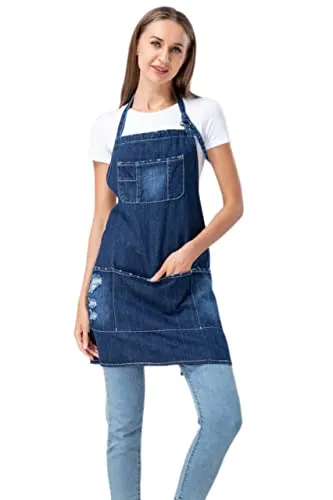 cristina worn denim bib apron