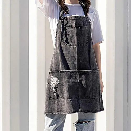 cristina worn denim bib apron