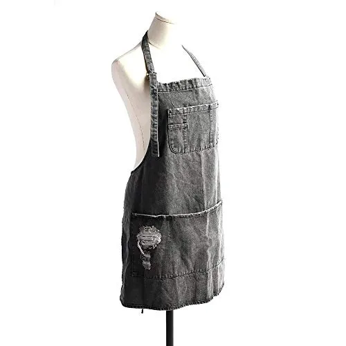 cristina worn denim bib apron