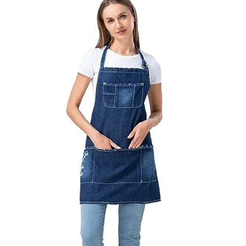 cristina worn denim bib apron